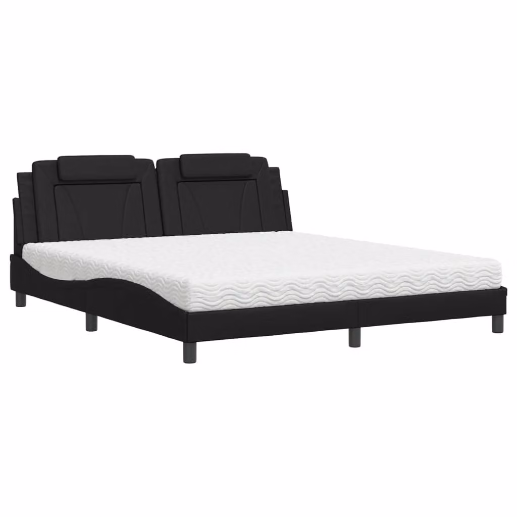 Letto Viana con Materasso Nero 180x200 cm in Pelle finta