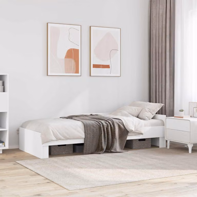 Struttura letto con testata moderna vidaXL in legno MDF bianco L 80 cm x P 200 cm x H 83 cm