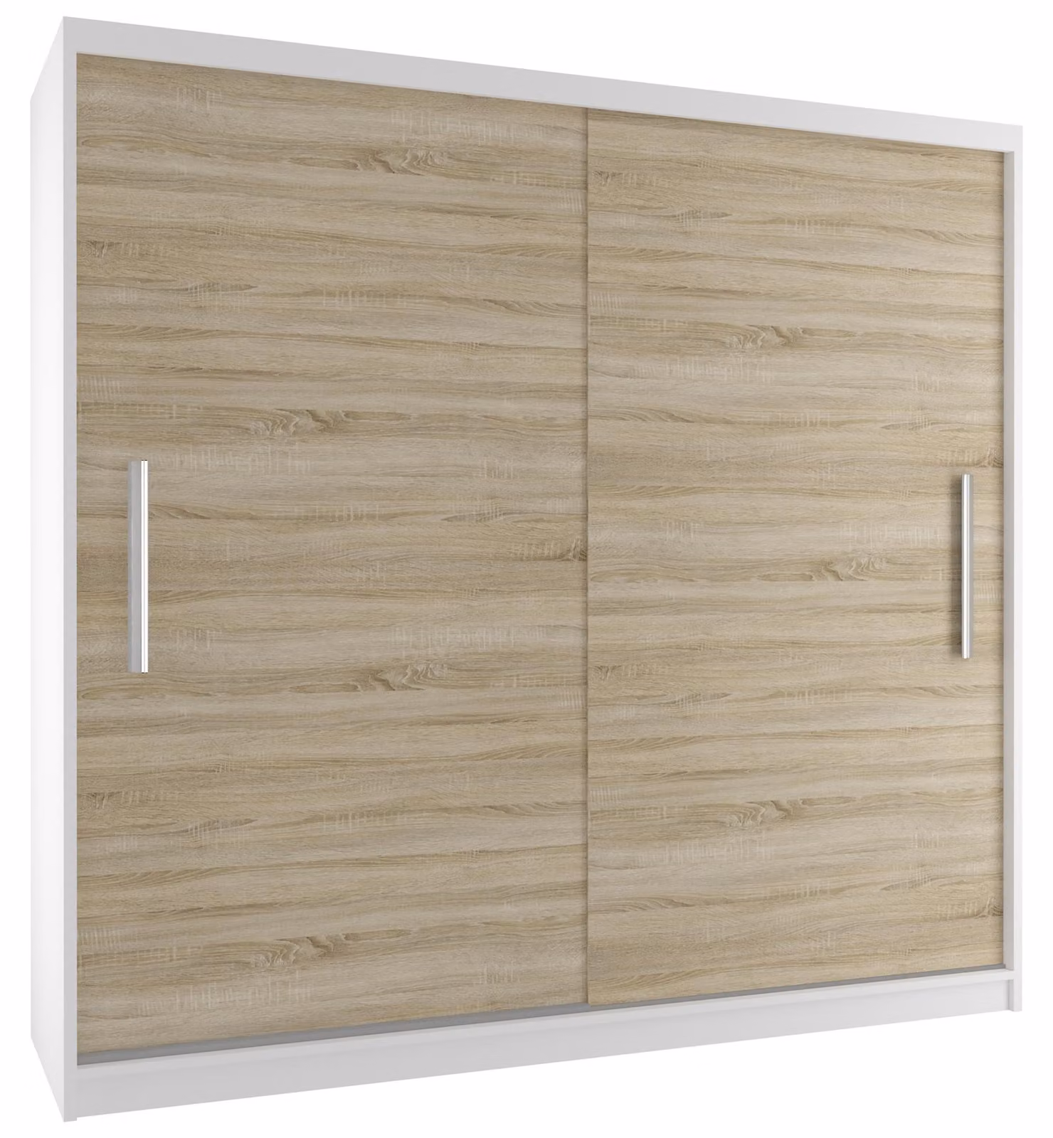 BELINI Verona, armadio scorrevole da 200 cm, bianco/effetto legno sonoma opaco - armadio per l'ingresso con asta appendiabiti, ideale per la camera da letto
