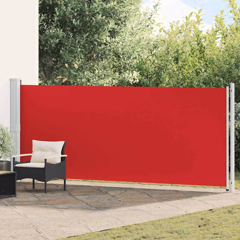 vidaXL Tenda Laterale Retrattile per Patio in Poliestere e Acciaio, Rossa, L: 600 cm, H: 160 cm