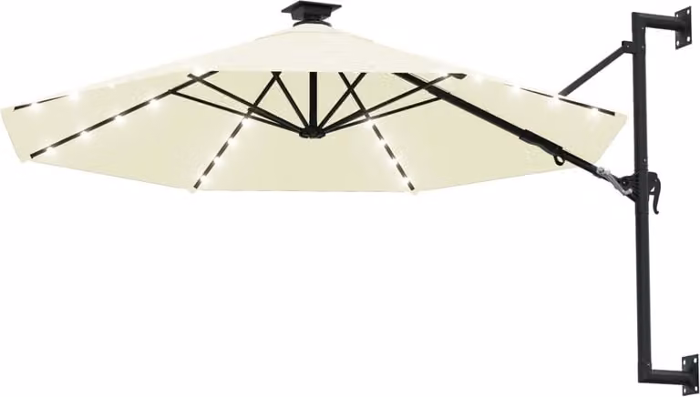 vidaXL Ombrellone da parete con LED 300 cm Bianco sabbia
