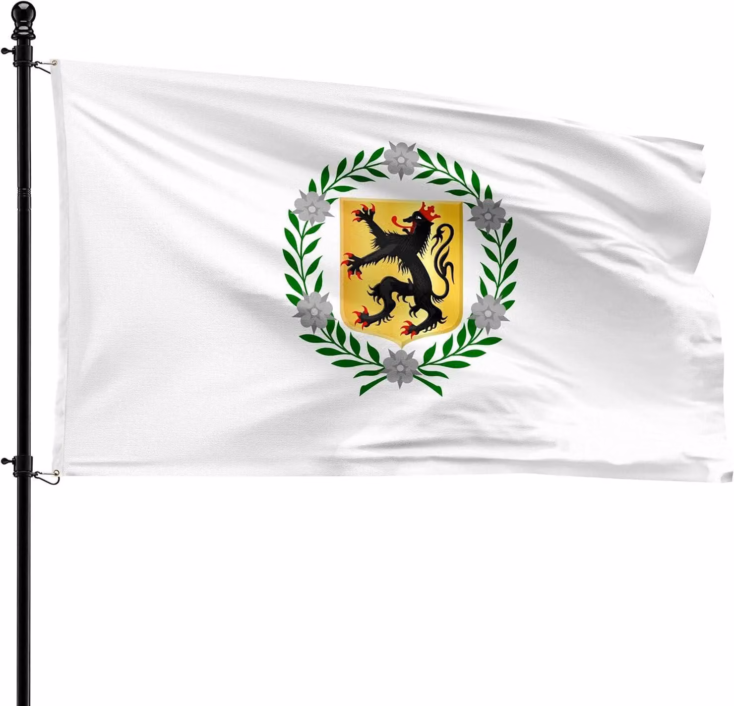 Bandiera comunale di Fleurus, 90 x 150 cm, in poliestere, adatta per l'asta di bandiera