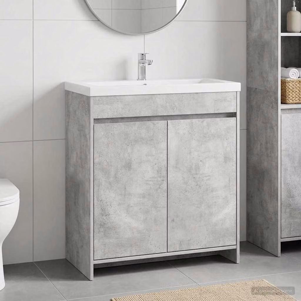 Mobiletto da bagno moderno vidaXL con ante a battente, colore grigio, L/P/H: 81,0 x 37,5 x 20,56 cm