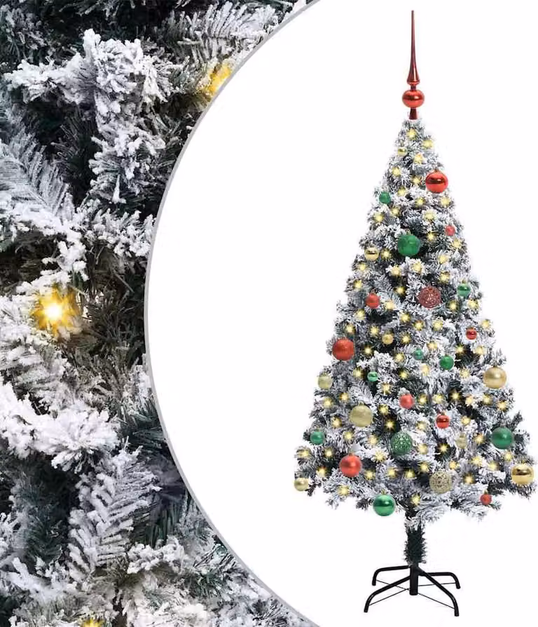 Albero di Natale artificiale con 150 LED con supporto bianco 150 cm