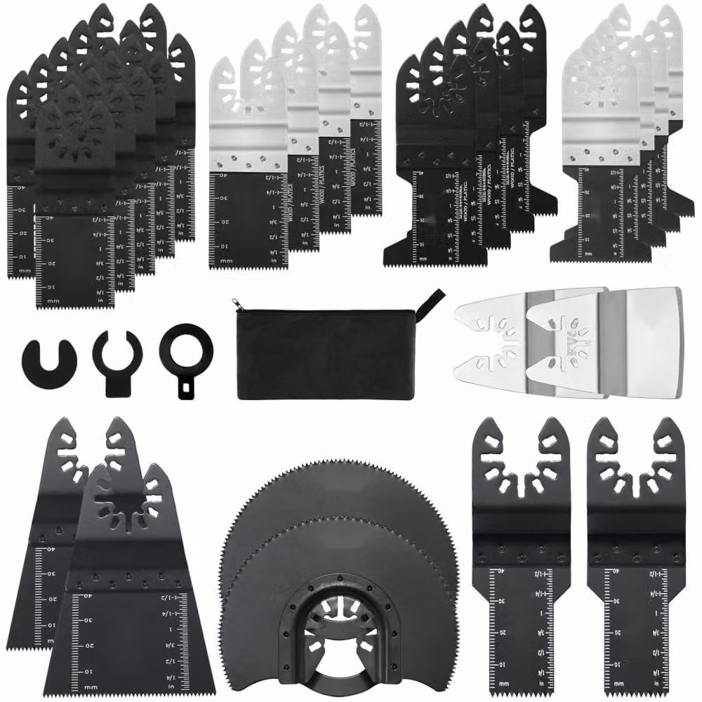 utensile multifunzione a 33x lame - 8 tipi di utensili oscillanti - Acciaio ad alto tenore di carbonio (HCS) - Interfaccia a cambio rapido - Compatibile con il 95% degli utensili oscillanti disponibili sul mercato