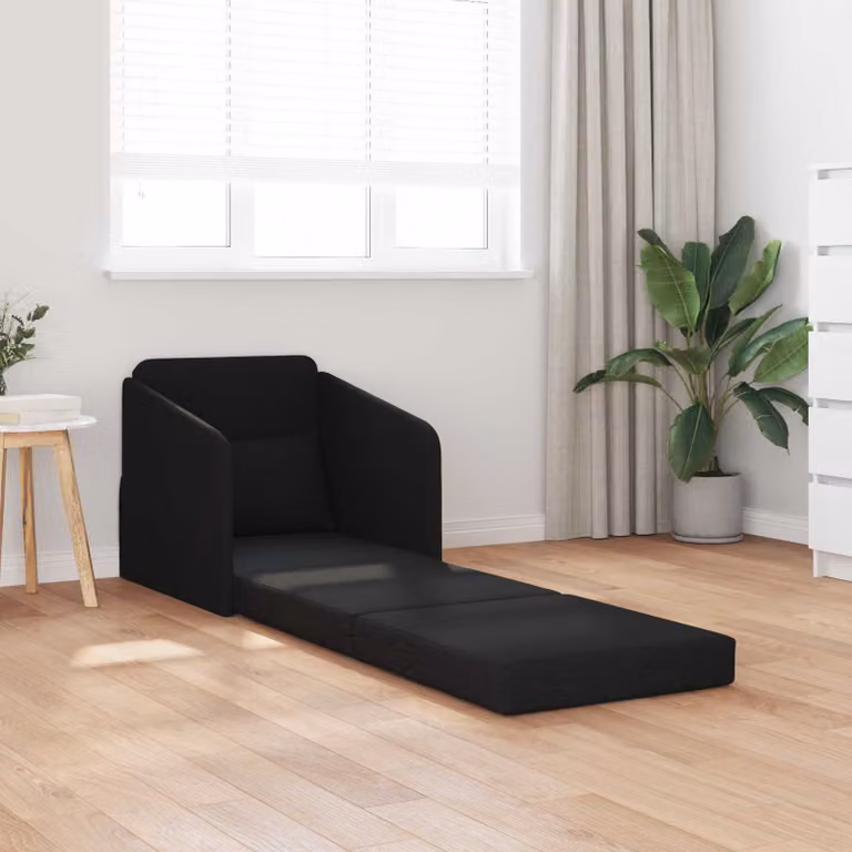 Divano letto moderno vidaXL in tessuto nero con struttura mista e imbottitura in schiuma L: 65 cm, P: 80 cm, H: 83 cm