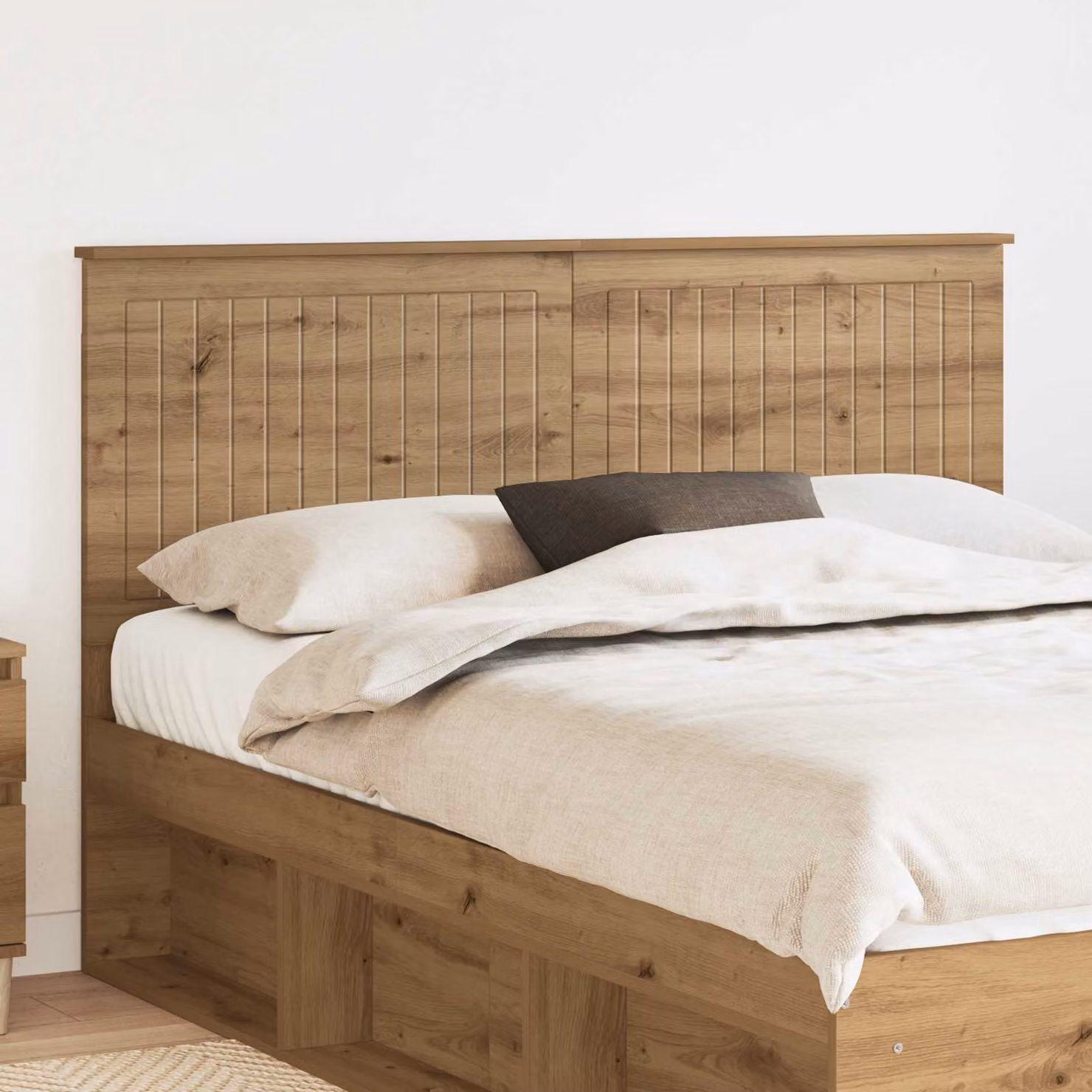 Testiera per letto moderna vidaXL in legno ingegnerizzato color rovere