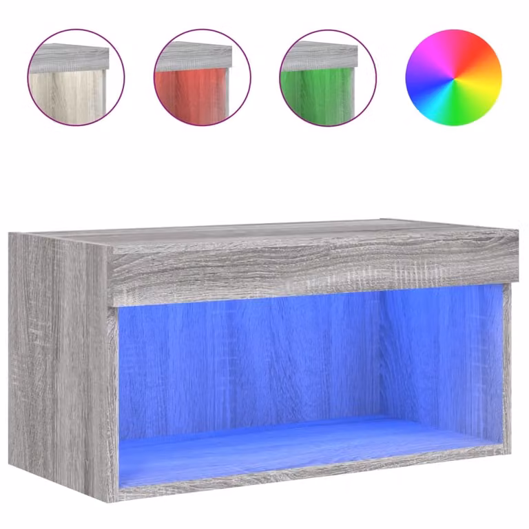 Mobile Porta TV con Luci LED Grigio Sonoma 60x30x30 cm