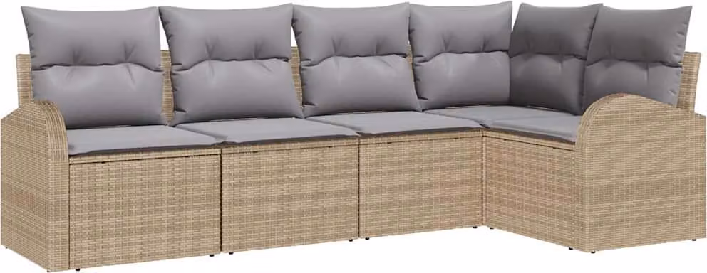 Set di divani con cuscino 5 pcs Beige Poliestere