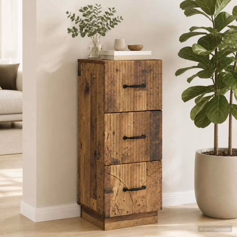 Carrello mobile con cassetti vidaXL in legno ingegnerizzato marrone, L/P/H: 33 x 34,5 x 87 cm