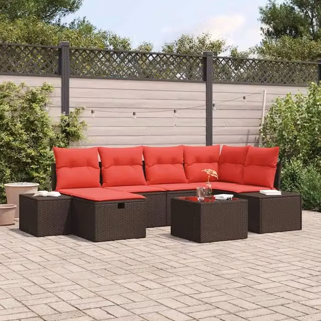 Set Divano da Giardino 7 pz Marrone polyrattan 3359393