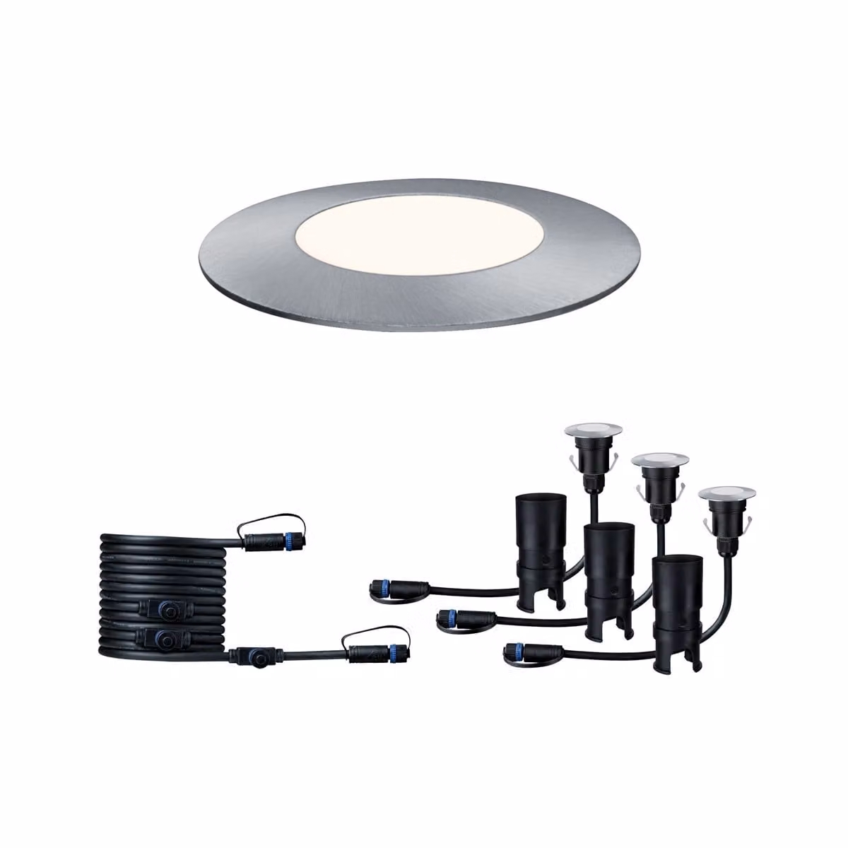 set di 3 faretti LED Plug & Shine da incasso a pavimento IP65 4000K