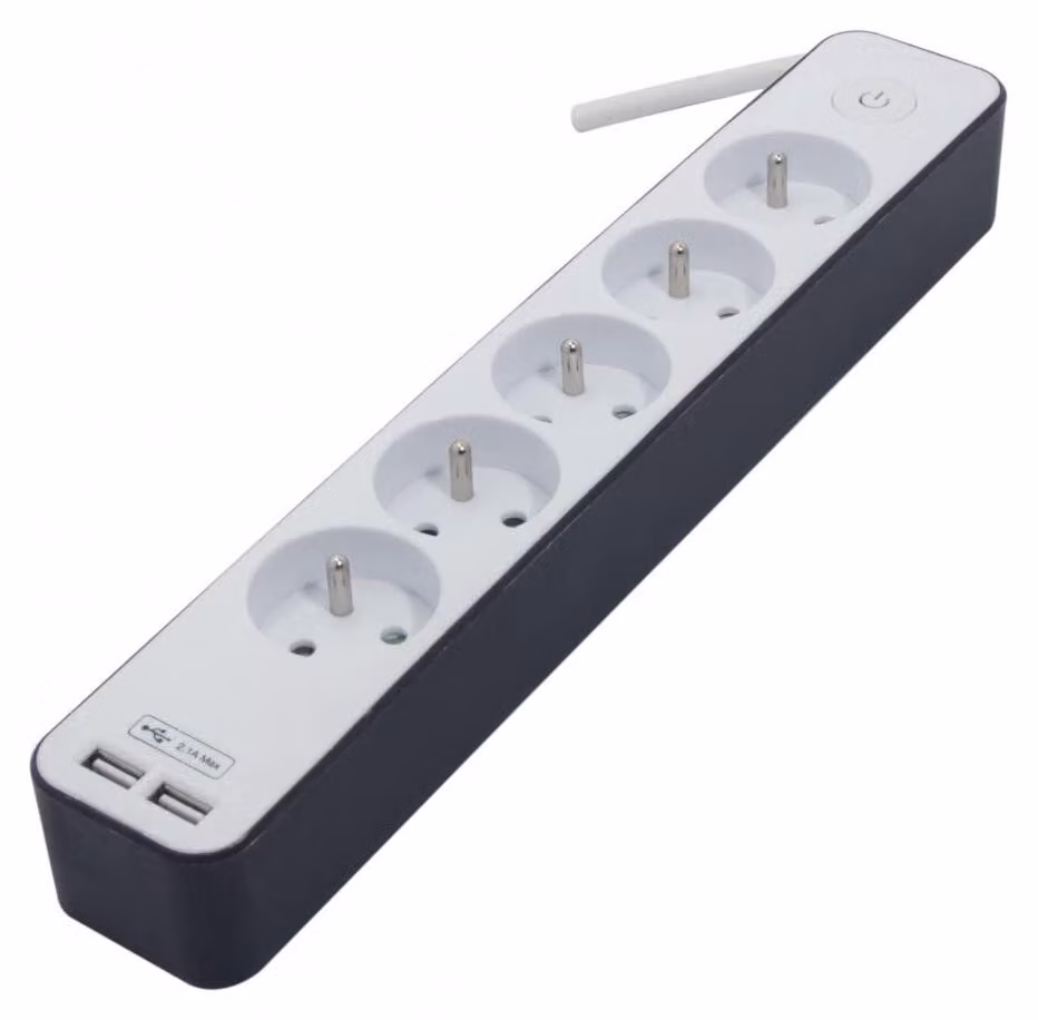 Cavo di prolunga Chacon, 5 prese, 3500W, 230V, 1,5m, USB, nero