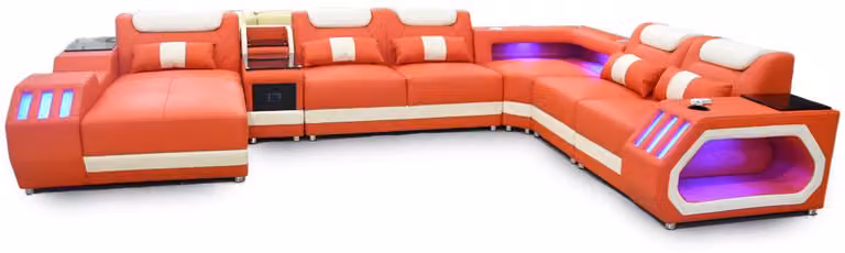 Ecksofa U-Form Orange Wohnlandschaft Couch Polster Eckgarnitur Sofa Modern