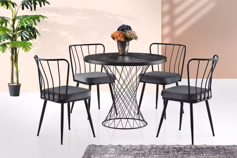 Skye Decor, Pota - 1481, tavolo da pranzo, nero, 100% pannelli truciolari rivestiti in melamina, 90 x 90 x 75 cm