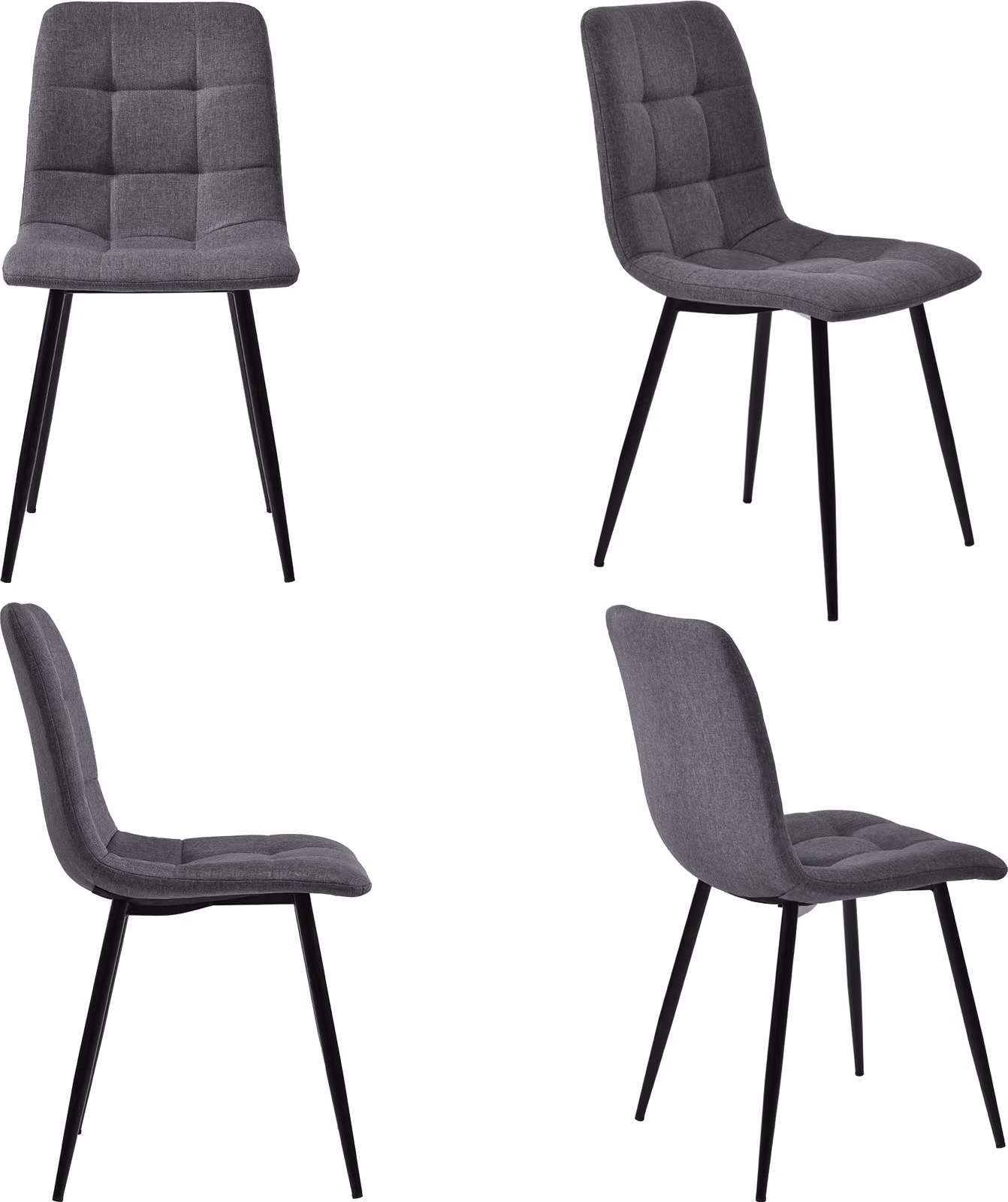 Flieks sedie imbottite da pranzo con schienale, sedie da cucina con seduta in lino, set di 4 sedie da soggiorno con gambe in metallo
