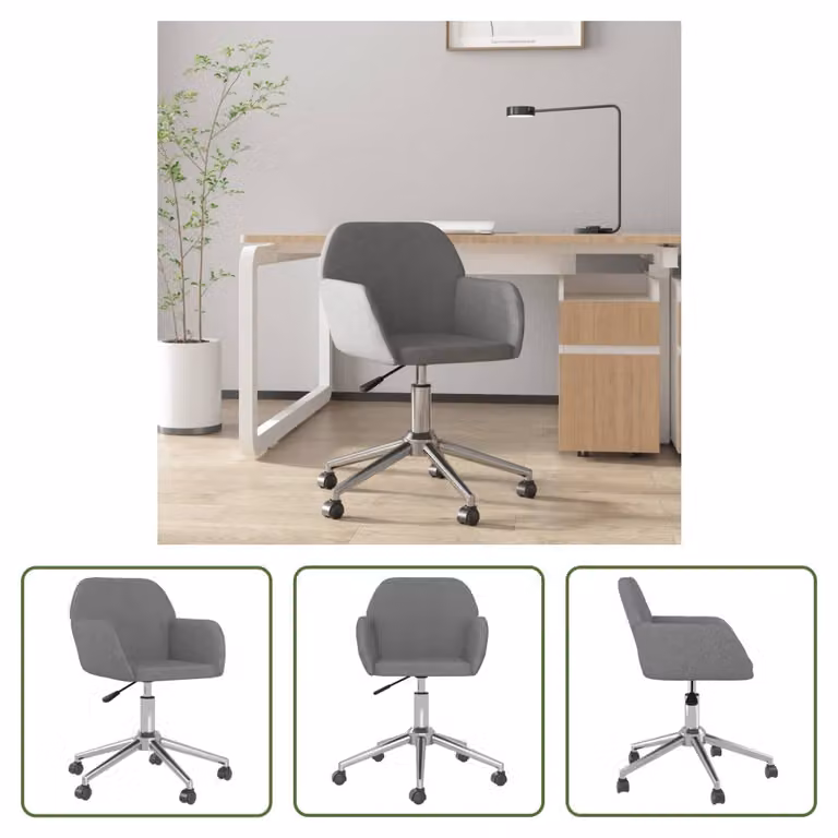 The Living Store sedia da ufficio girevole in tessuto grigio chiaro