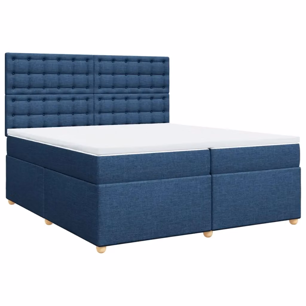 Letto Ibrido vidaXL con Giroletto a Molle e Materasso Blu e Bianco L/P: 200 x 200 cm – 2