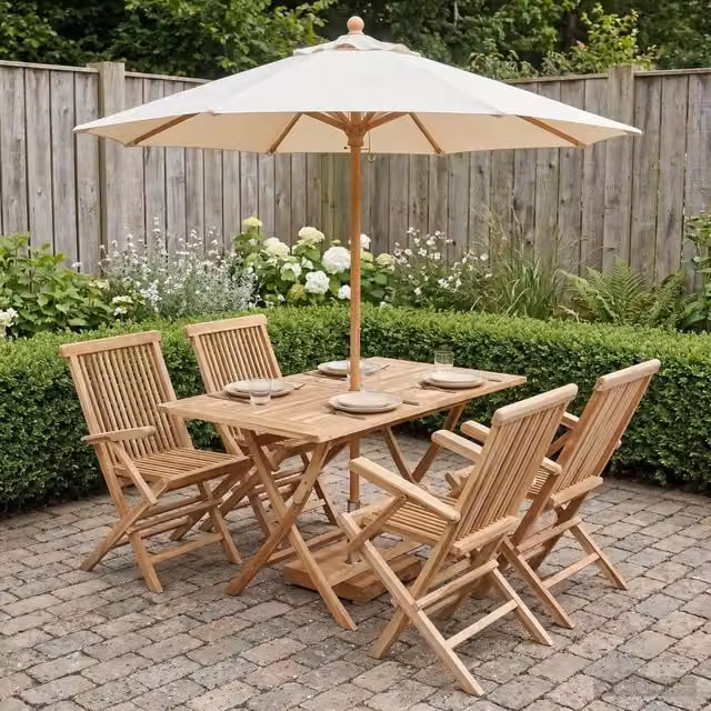 Set di Mobili da Giardino 5 pz Naturale Legno di teak solido 3418860