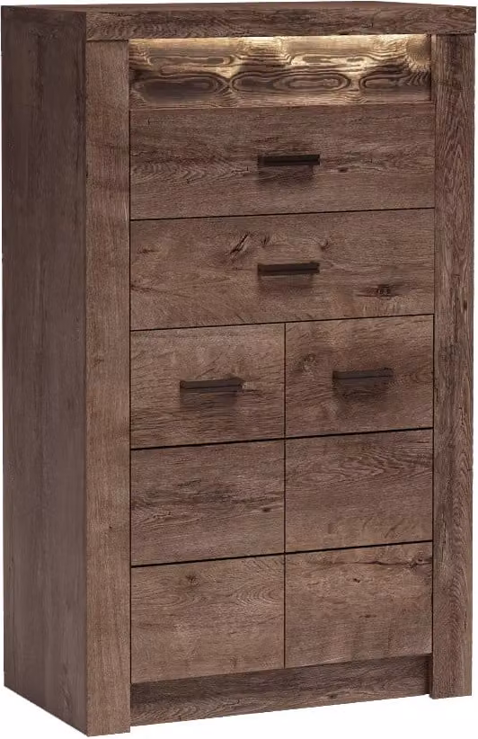 Cassettiera stretta con ante BESS - rovere kraft bianco