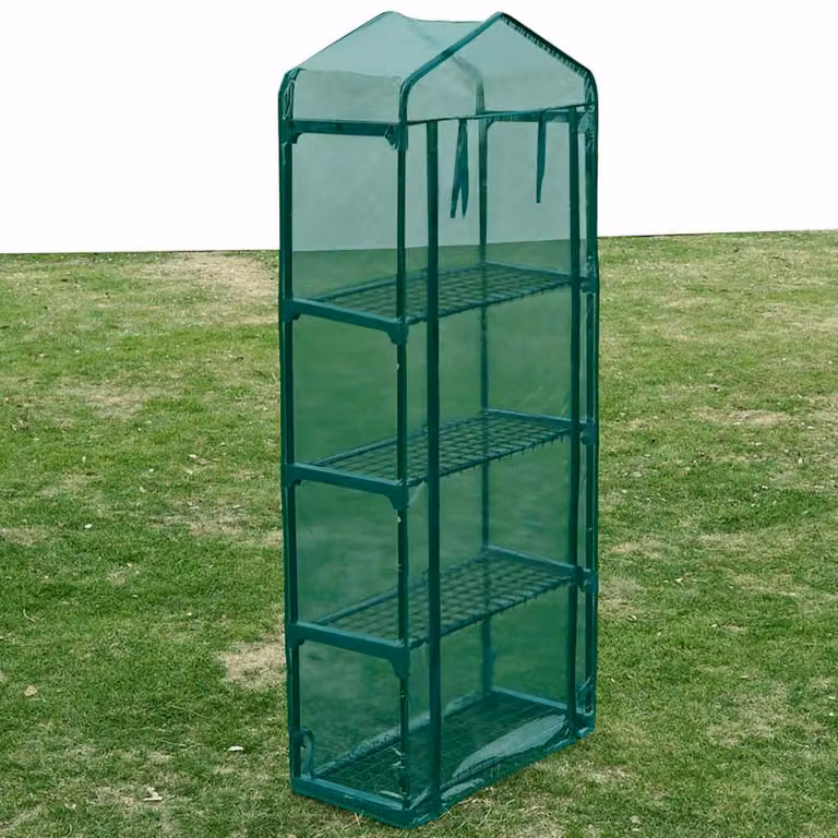 Serra con 4 Ripiani vidaXL Verde e Trasparente con Struttura in Acciaio e Copertura in PVC per Giardino Ornamentale e Orto