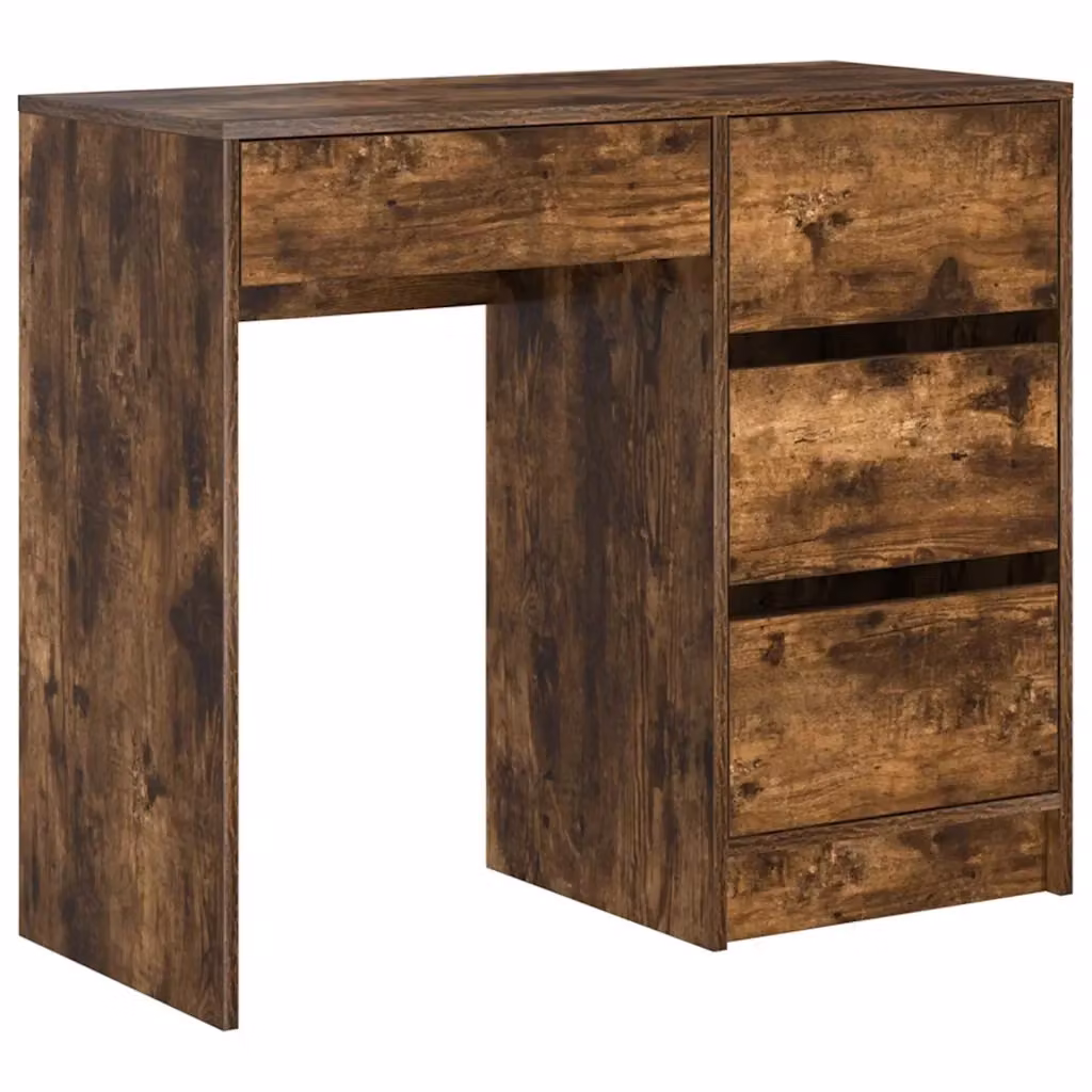 Scrivania moderna vidaXL in legno ingegnerizzato color rovere fumé, L: 90 cm, P: 37.5 cm, H: 75 cm – 2