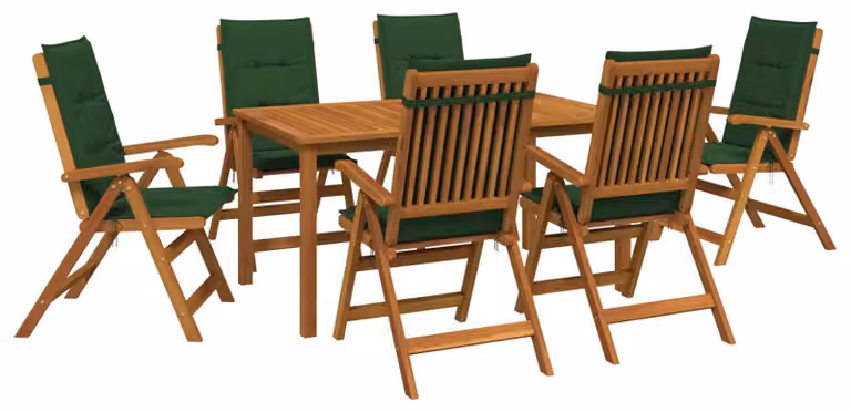 Set da giardino completo di 7 pezzi, con 6 posti a sedere, in legno massello di acacia naturale