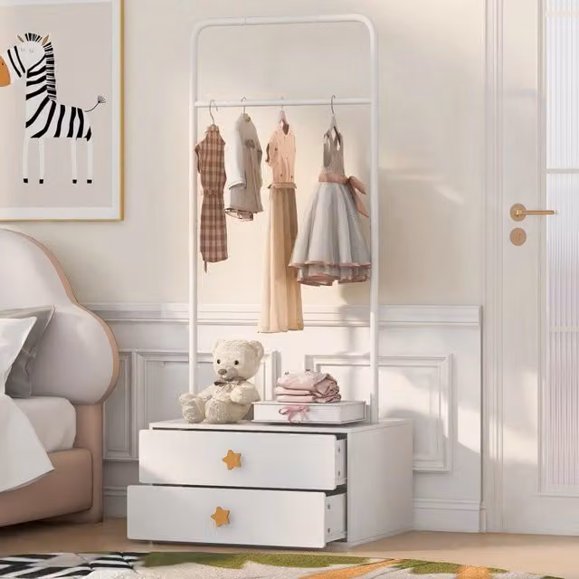Appendiabiti Minimal con 2 cassetti bianco L: 70 cm, P: 55 cm, H: 168 cm – 1