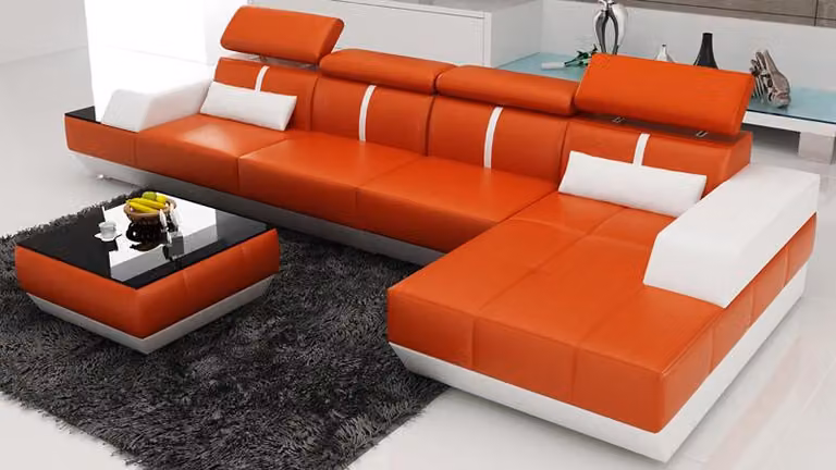 Ledersofa L-Form Couch Wohnlandschaft Ecksofa Garnitur Design Modern Sofa + USB