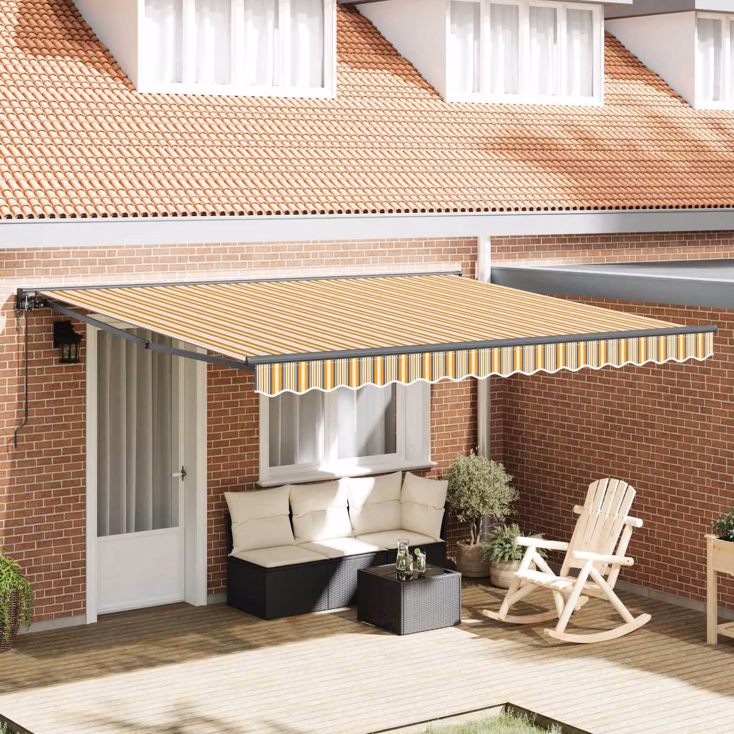 Struttura tenda semi-cassette vidaXL in alluminio e poliestere, Giallo e Grigio, L 400 cm x P 300 cm