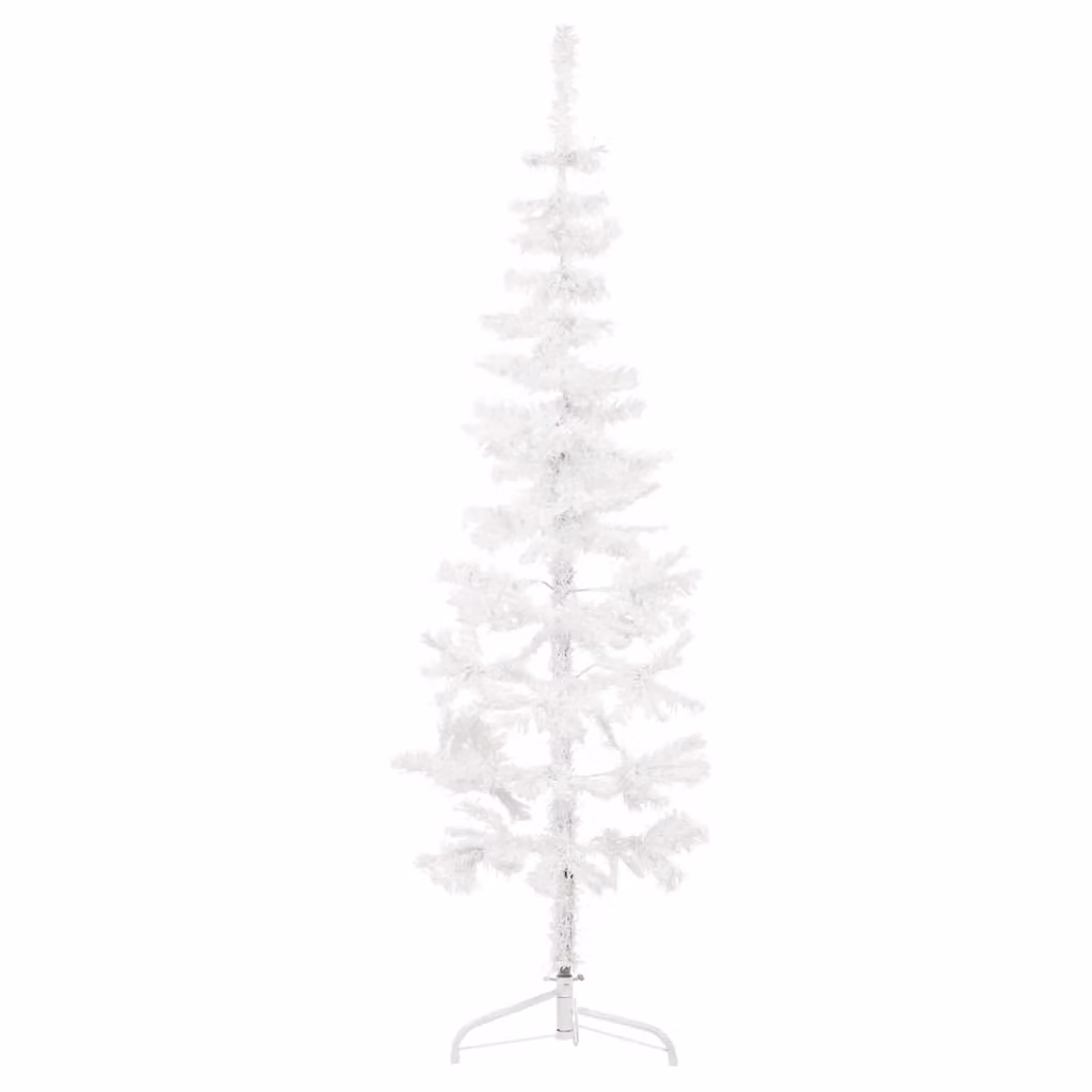 Maison Exclusive - Albero di Natale artificiale a metà, con base, forma slanciata, colore bianco, altezza 180 cm