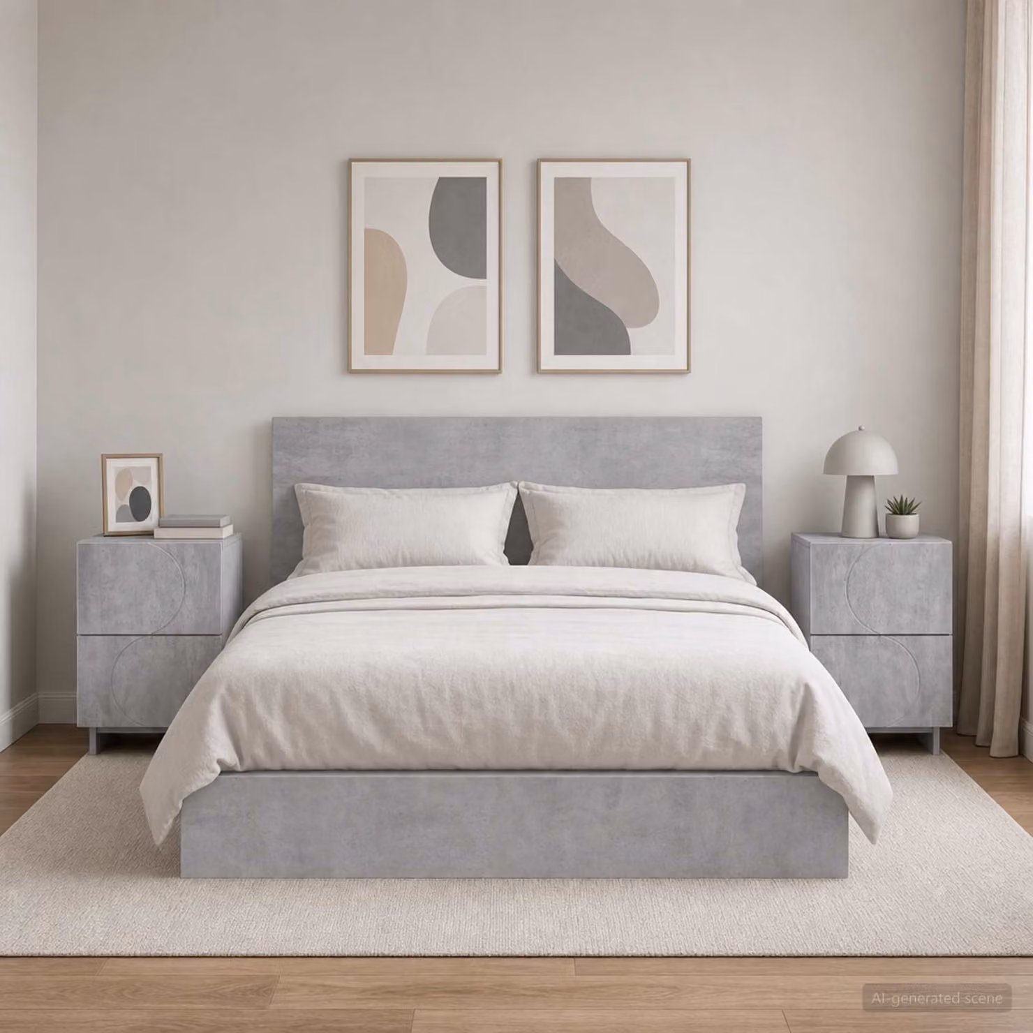 Set di 2 Armadi da Notte vidaXL in MDF Grigio Cemento L 33,5 cm x P 34,5 cm x H 50 cm