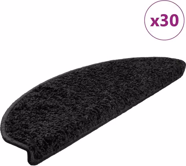 Set di 30 tappetini per scale semicircolari vidaXL, antiscivolo e autoadesivi, colore nero, L: 65 cm, P: 40 cm, H: 2 cm
