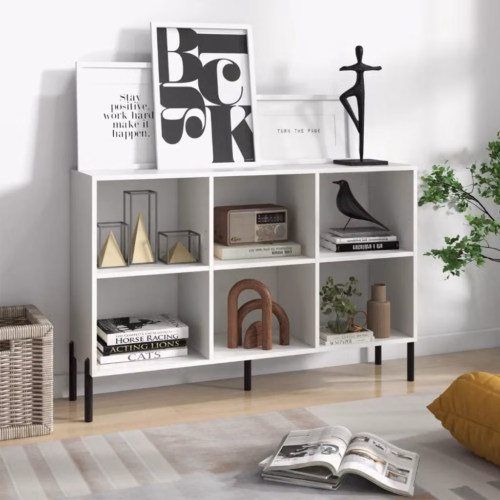 Libreria Design Mania a 6 cubi con gambe in metallo e ripiani regolabili in legno Bianco – 2