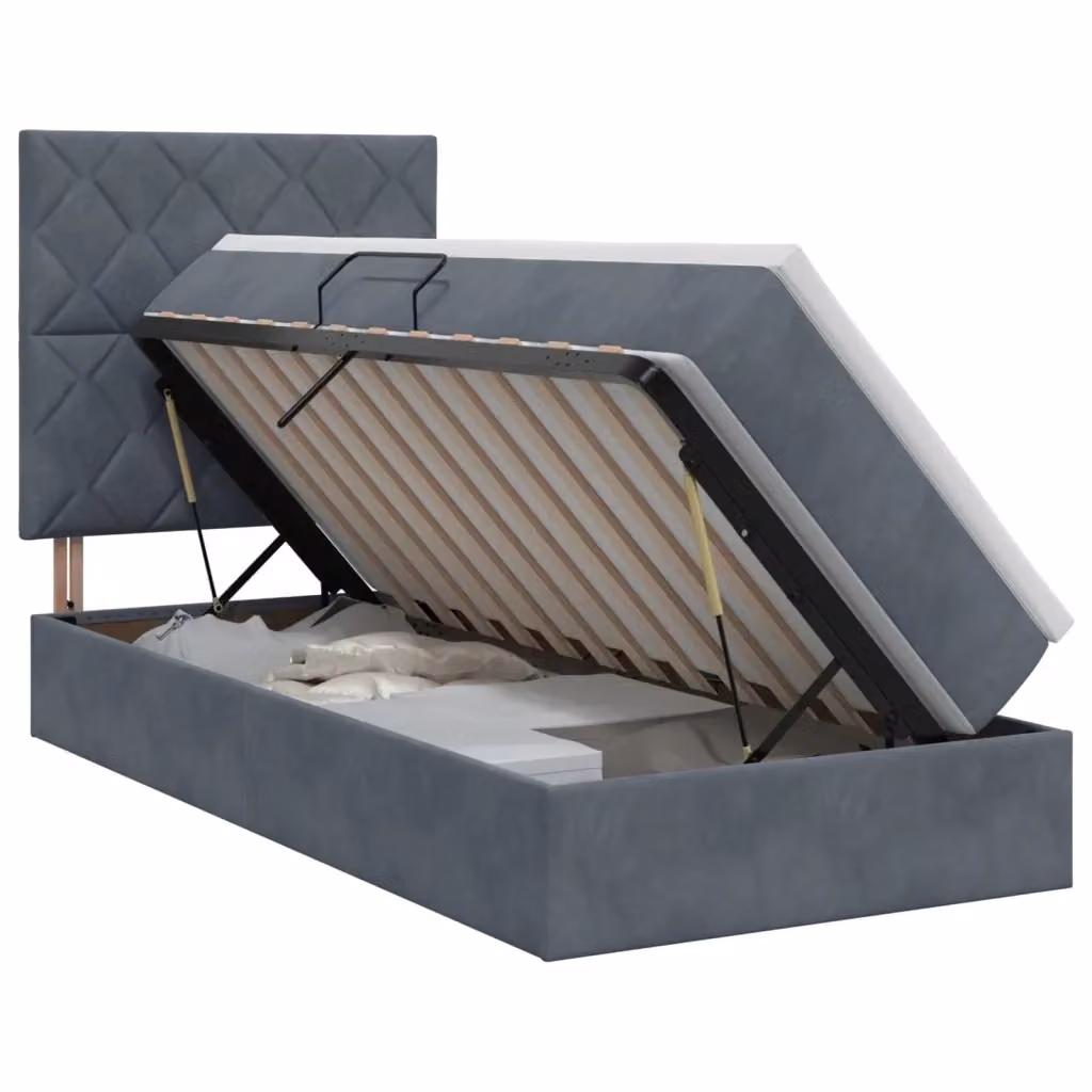 Letto con contenitore moderno vidaXL in tessuto grigio con base a sollevamento L/P/H: 194 x 90 x 140 cm – 2