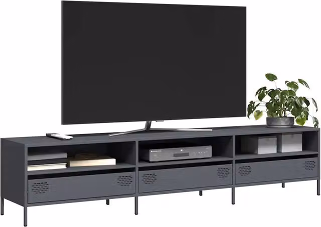 Mobile TV vidaXL in metallo antracite L 202 cm, P 39 cm, H 43,5 cm – 2