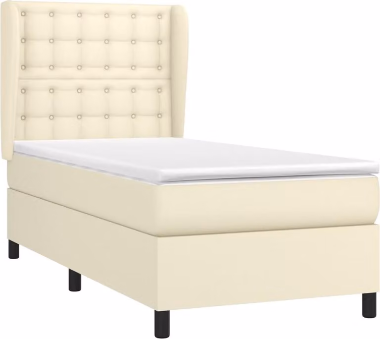 Giroletto a Molle con Materasso Crema 90x200 cm in Pelle finta