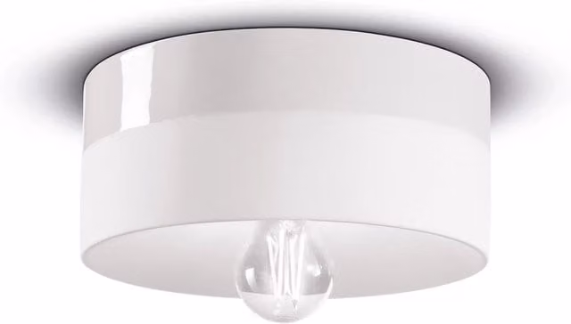 Plafoniera Media Vintage Decò Ferroluce in Ceramica Bianco Grezzo con 1 Luce E27