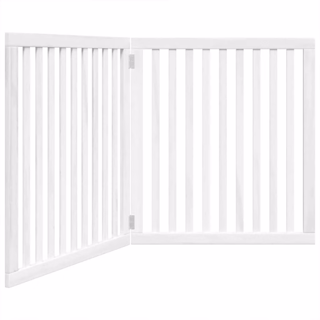 Cancello per Cani Pieghevole 2 Pannelli Bianco 160 cm Pioppo