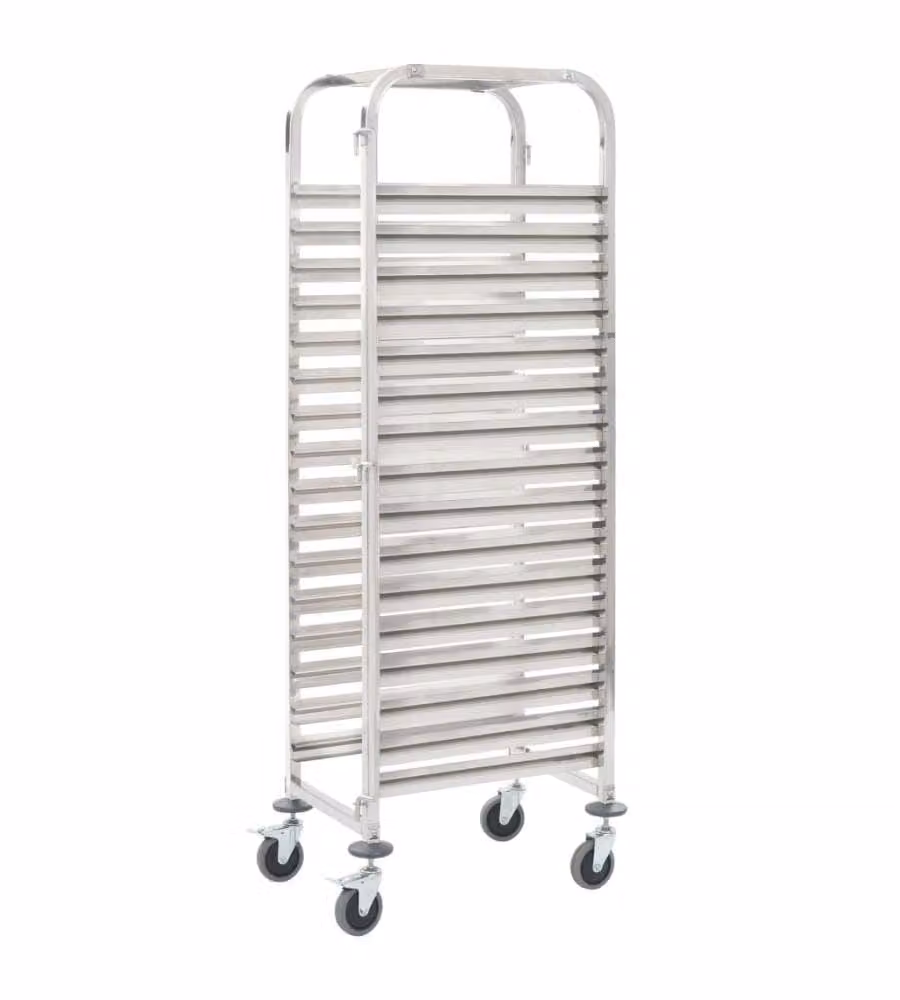 Carrello da Cucina per 16 Vassoi 38x55x163 cm in Acciaio Inox