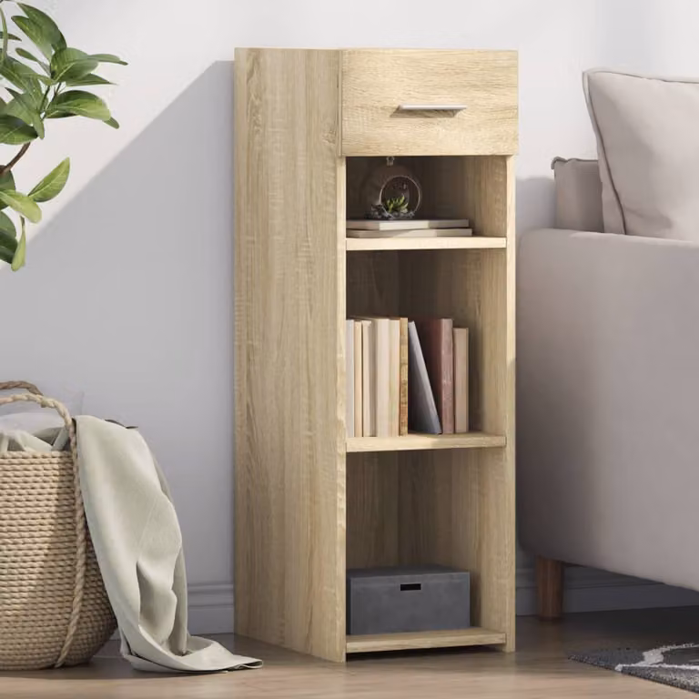 Credenza moderna vidaXL in legno multistrato color rovere sonoma, L 30 cm x P 42,5 cm x H 93 cm