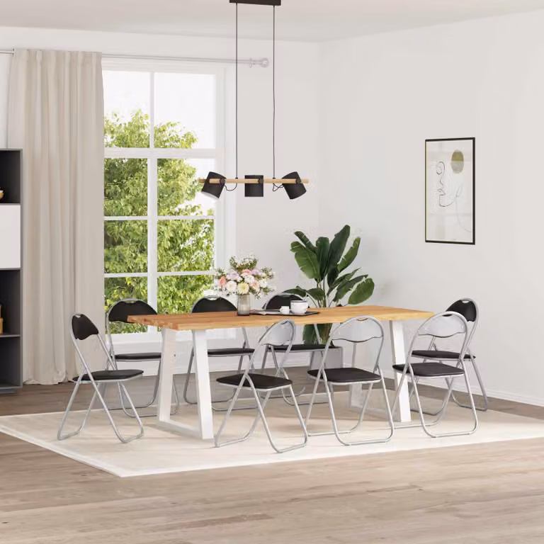 Set di 8 sedie pieghevoli vidaXL in pelle sintetica, nero e grigio