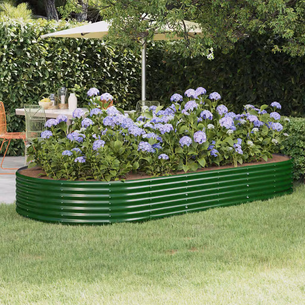Letto da giardino rialzato vidaXL in acciaio zincato verde L: 296 cm, P: 140 cm, H: 36 cm