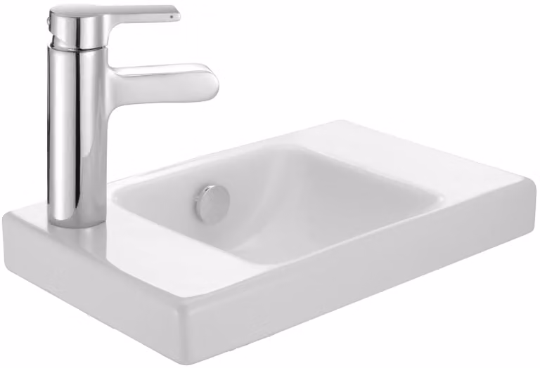 Lavabo da 40x25 cm, in Vetroceramica, bianco, rettangolare, con 1 foro per il rubinetto