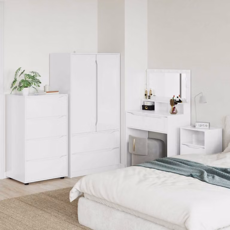 Set di 2 armadi di stoccaggio vidaXL moderni in legno MDF bianco lucido L/P/H: 60 x 48 x 105 cm