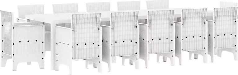 Set da Pranzo per Giardino 13 pcs Bianco Poly Rattan
