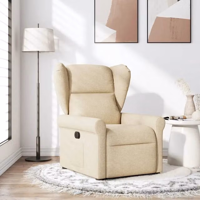 Poltrona Reclinabile Relax vidaXL in Tessuto Beige con Braccioli e Leva Manuale L/P/H: 72,5 x 41,5 x 100,5 cm