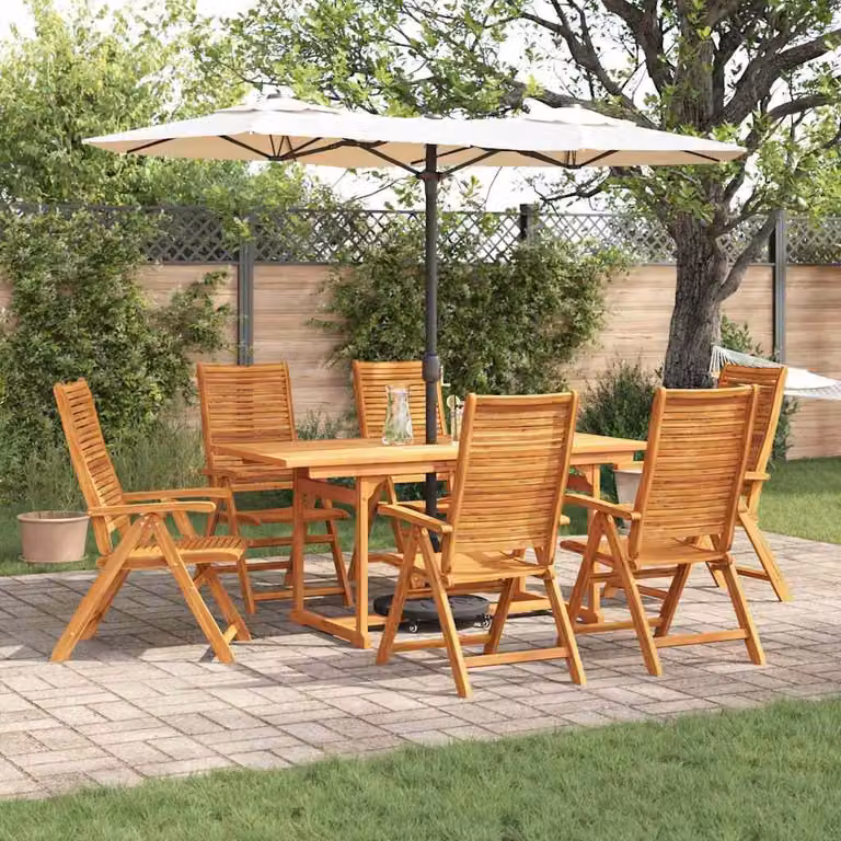 Maison Exclusive - Set da pranzo per esterno, 7 pezzi, legno massello di acacia, color marrone