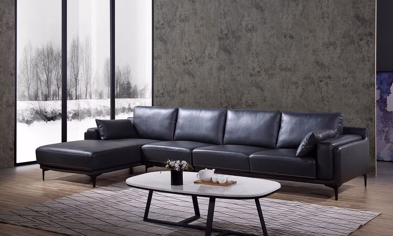 Sofa Design Ecksofa L-Form Ledersofa Couch Wohnlandschaft Garnitur Moderne Sofas