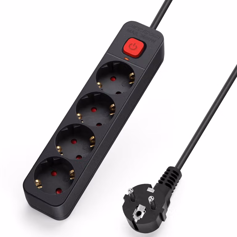 Aigostar, ciabatta multipresa a 4 prese, con interruttore, prolunga da 5 metri, colore nero – 5 metri, nuovo